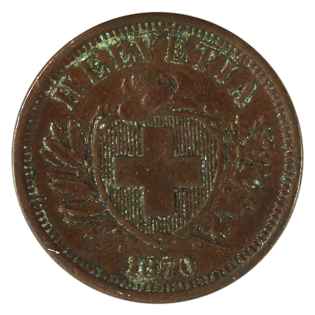 Switzerland 1870B 2 Rappen VF-EF (VF30) $