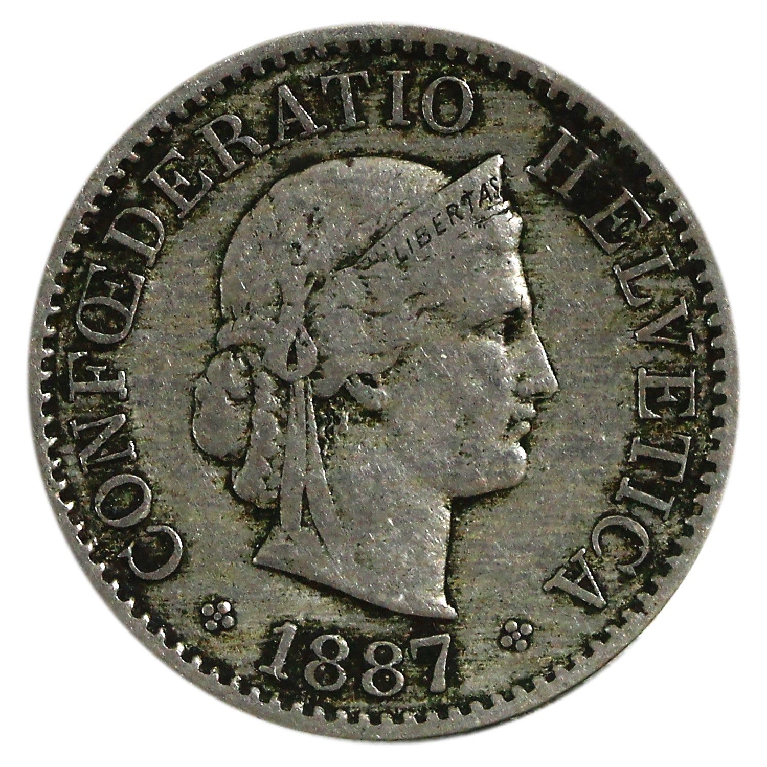 Switzerland 1887B 5 Rappen Very Fine (VF20) $ – Colonial Acres Coins