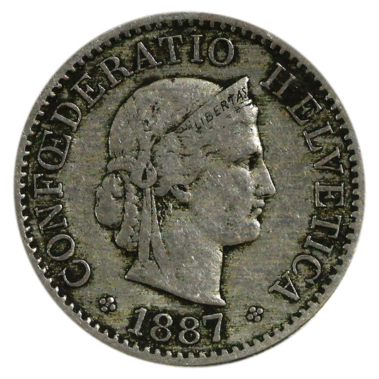 Switzerland 1887B 5 Rappen Very Fine (VF20) $