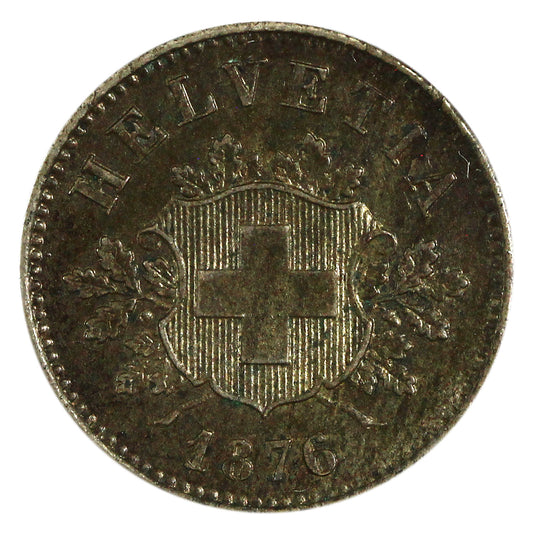 Switzerland 1876B 10 Rappen Almost Uncirculated (AU50) $