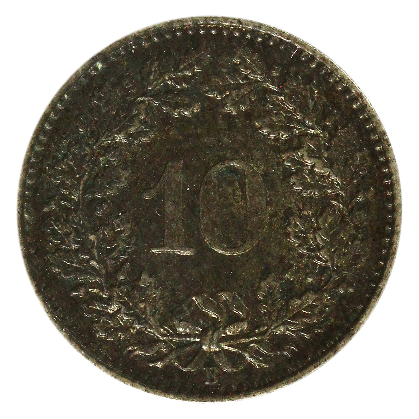 Switzerland 1876B 10 Rappen Almost Uncirculated (AU50) $