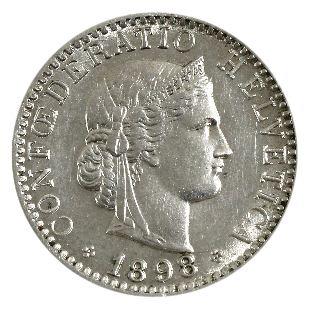 Switzerland 1898B 20 Rappen AU-UNC (AU55) $