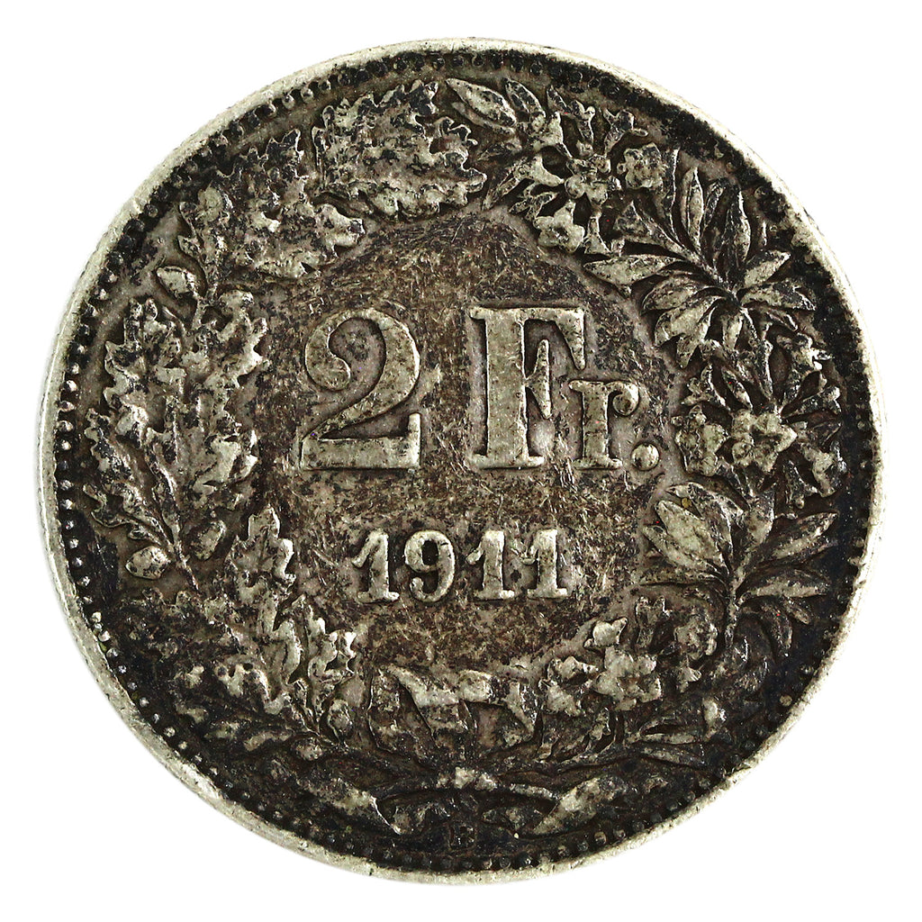 Switzerland 1911B 2 Francs Extra Fine (EF40) $