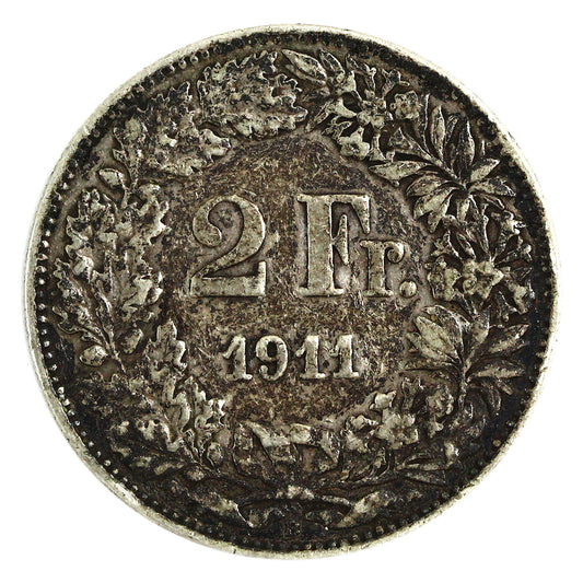 Switzerland 1911B 2 Francs Extra Fine (EF40) $