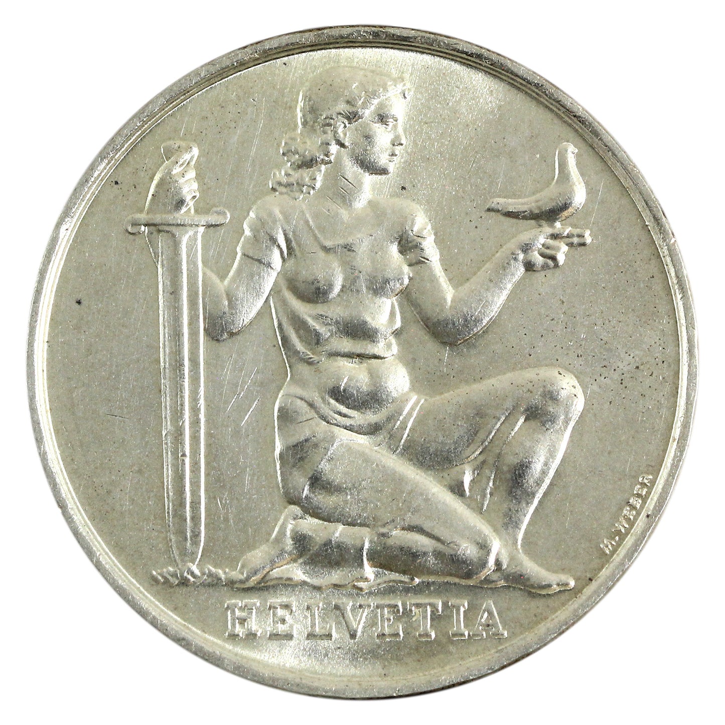 Switzerland 1936B 5 Francs UNC+ (MS62) $