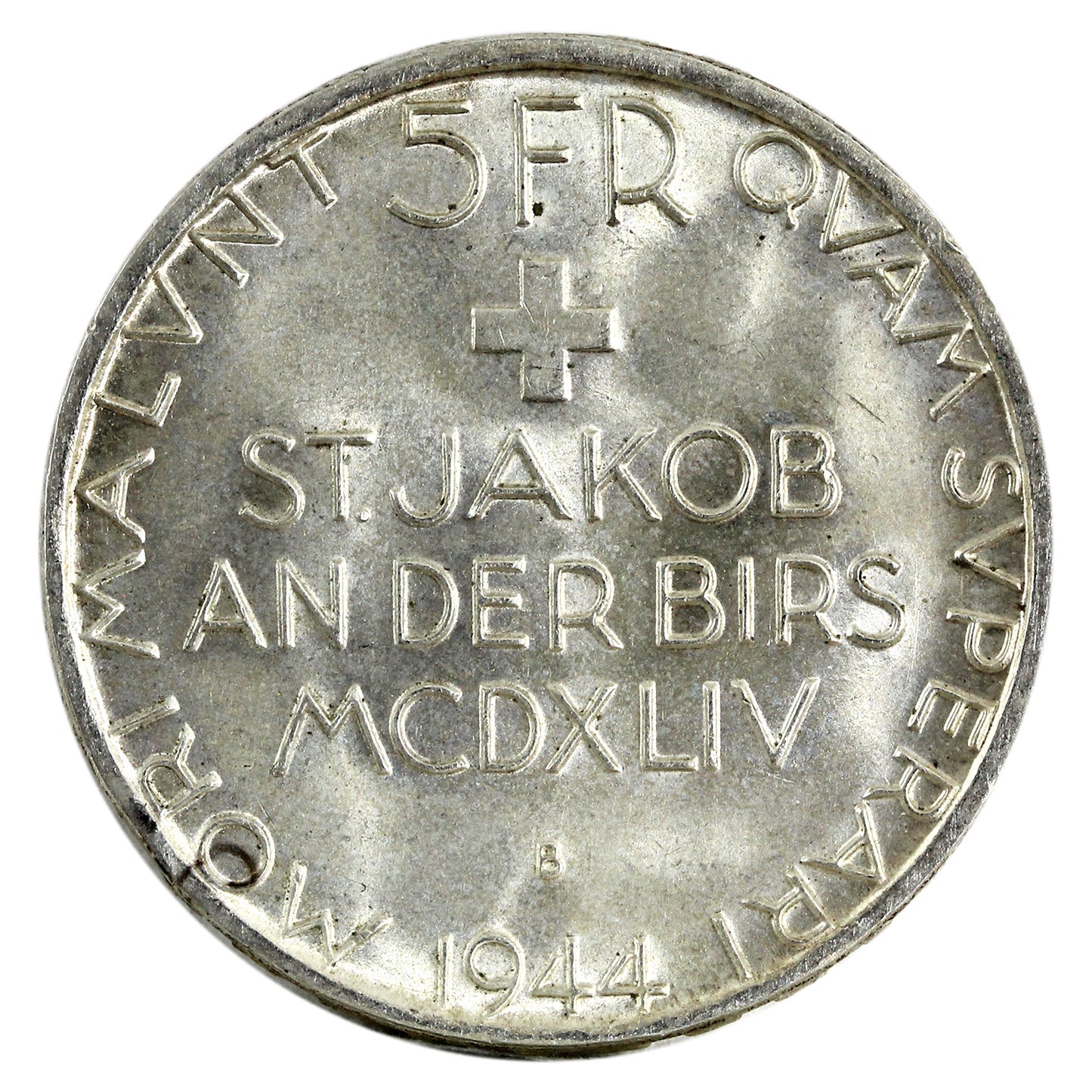 Switzerland 1944B 5 Francs UNC+ (MS62) $
