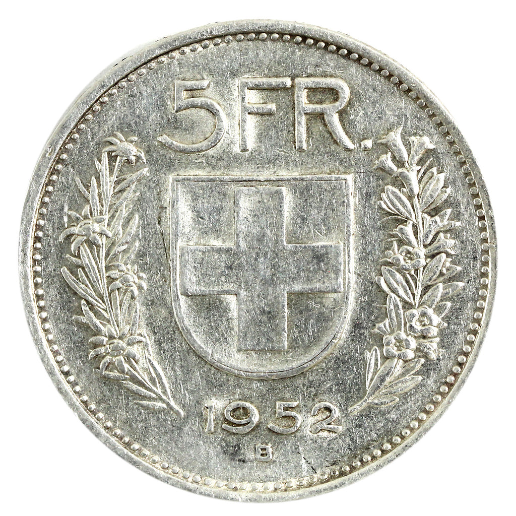 Switzerland 1952B 5 Francs VF-EF (VF30) $