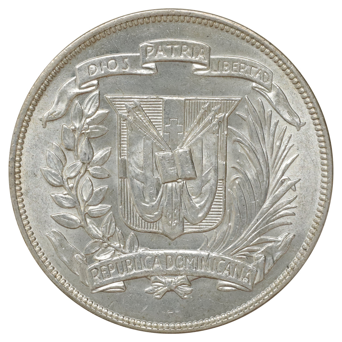 Dominican Republic 1955 Peso Choice Brilliant Uncirculated (MS64)