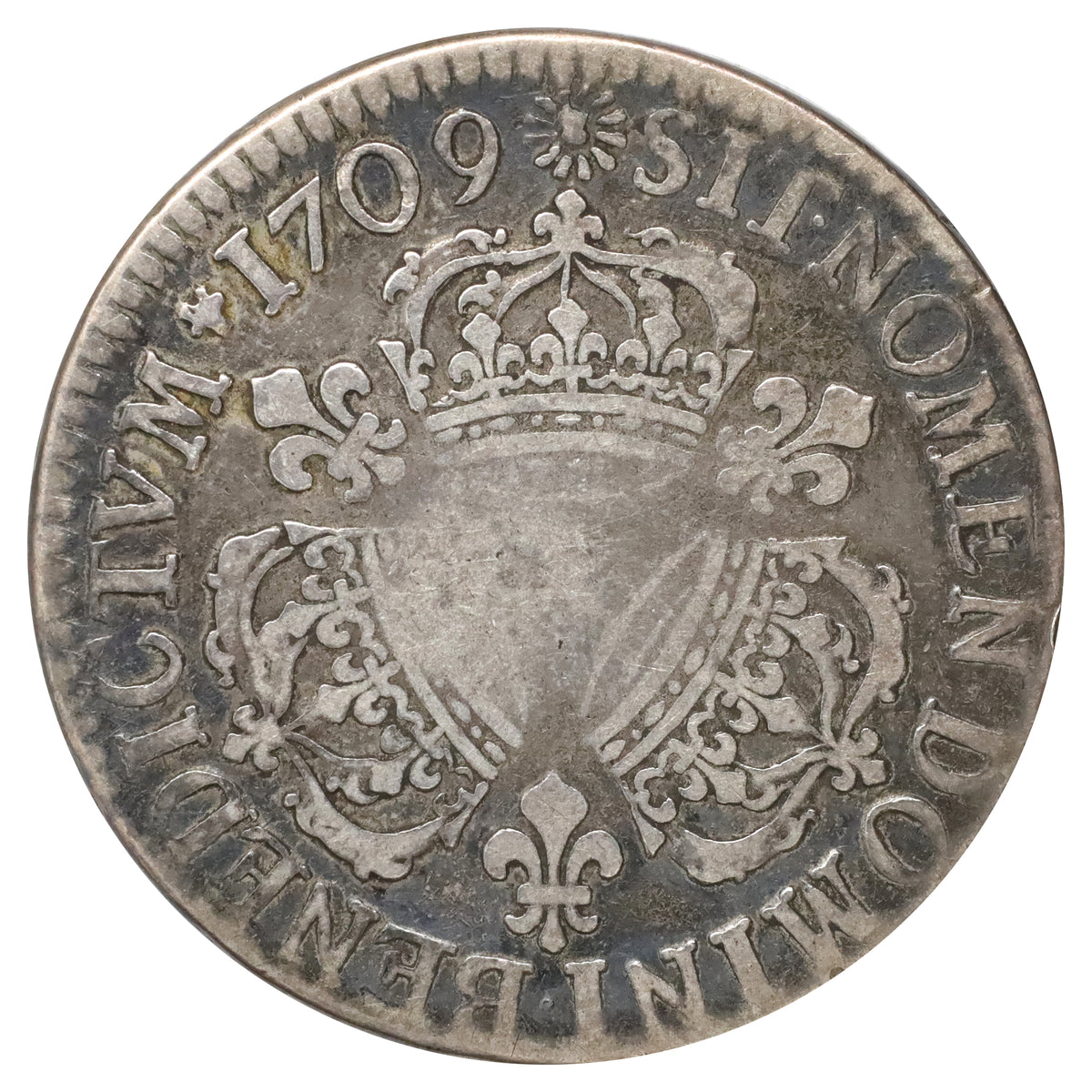 France 1709A Louis XIV 1/2 Ecu F-VF (F15)