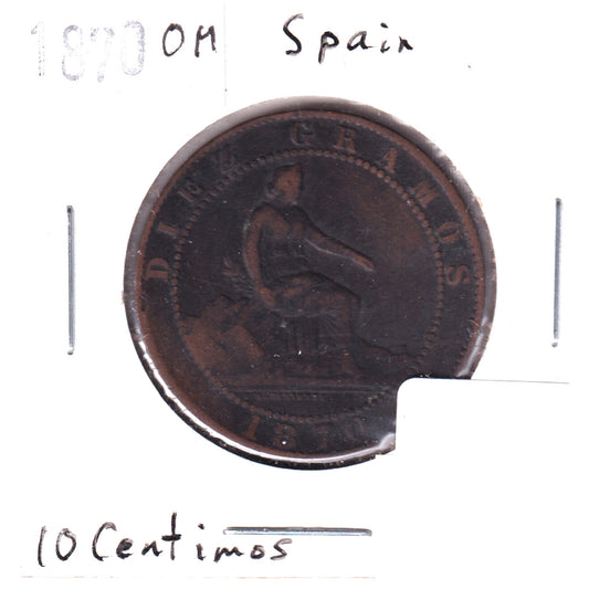 Spain 1870OM 10 Centimos (Ungraded)
