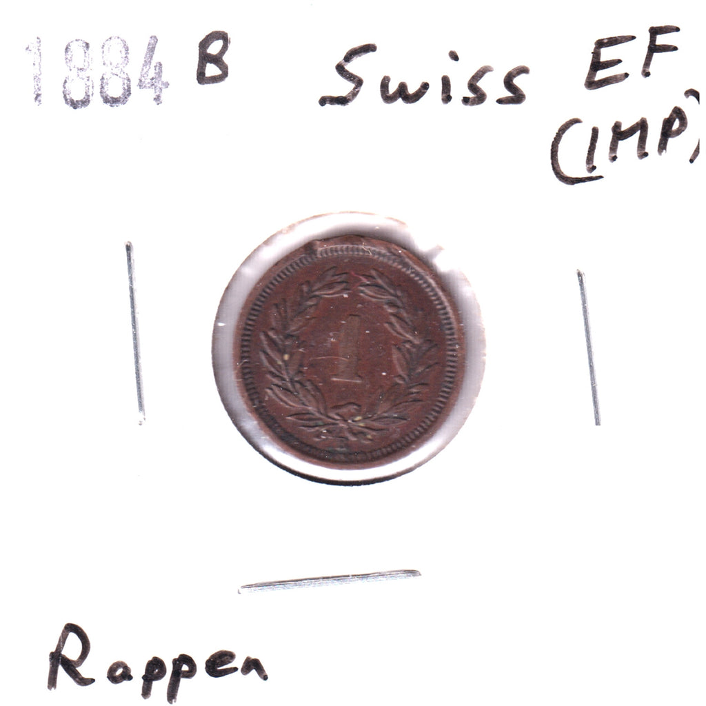 Switzerland 1884B Rappen Extra Fine (EF40) Impaired