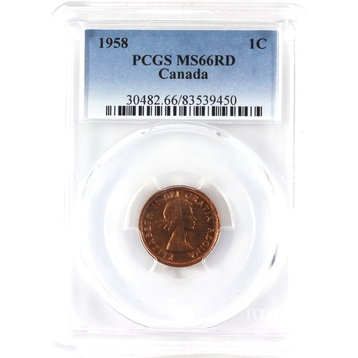 1958 Canada 1-cent PCGS Certified MS66 Red