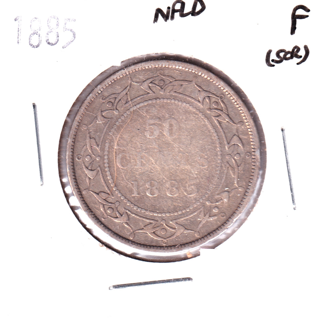 1885 Newfoundland 50-cents Fine (F-12) Scratched or Impaired
