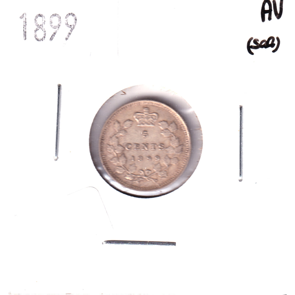 1899 Canada 5-cents Almost Uncirculated (AU-50) Scratched