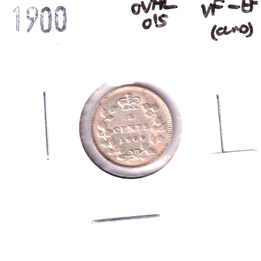 1900 Oval 0s Canada 5-cents VF-EF (VF30) Cleaned, Scratched or Impaired