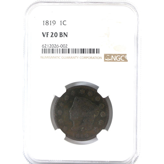 1819 Small Date USA Cent NGC Certified VF-20 Brown