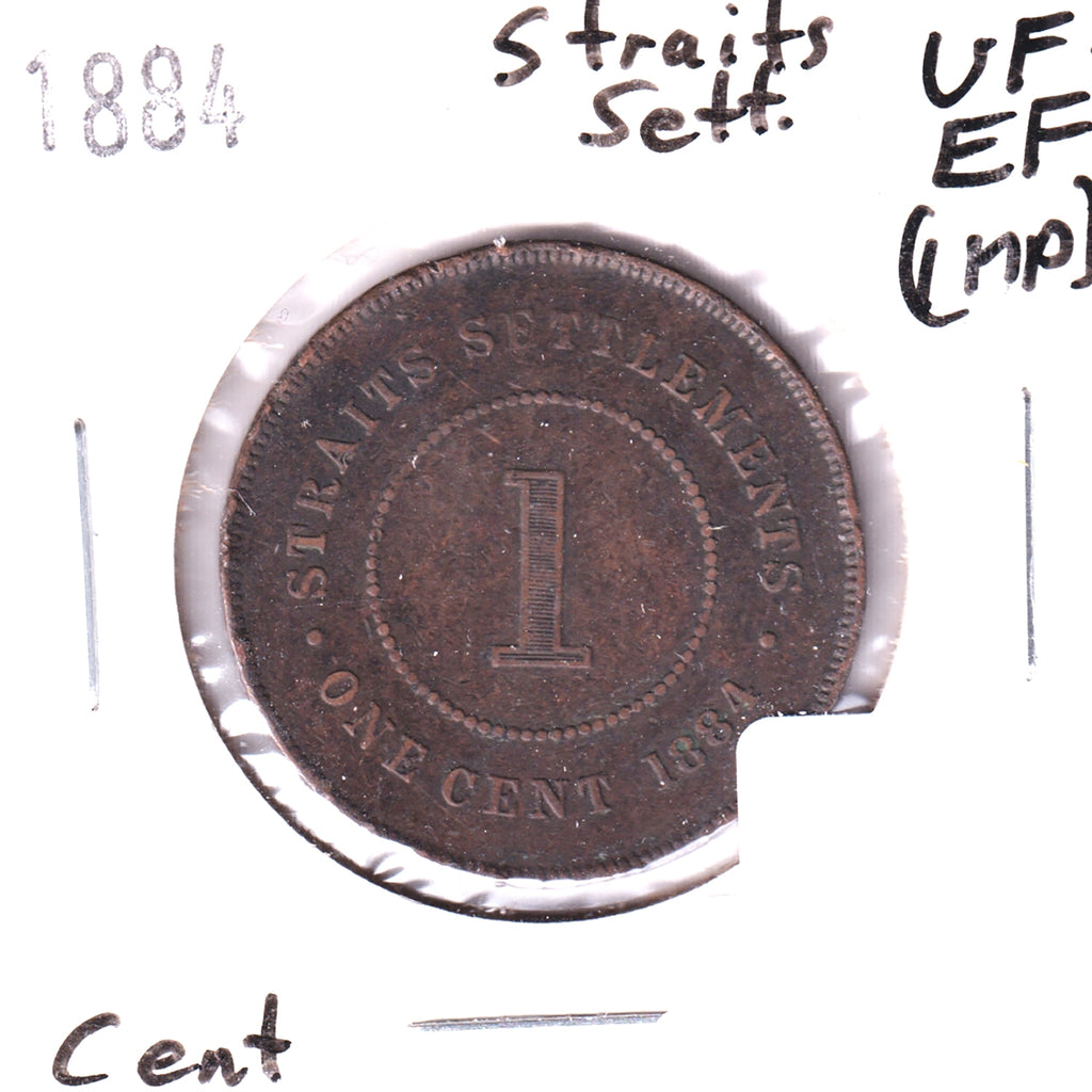 Straits Settlements 1884 Cent VF-EF (VF30) Impaired