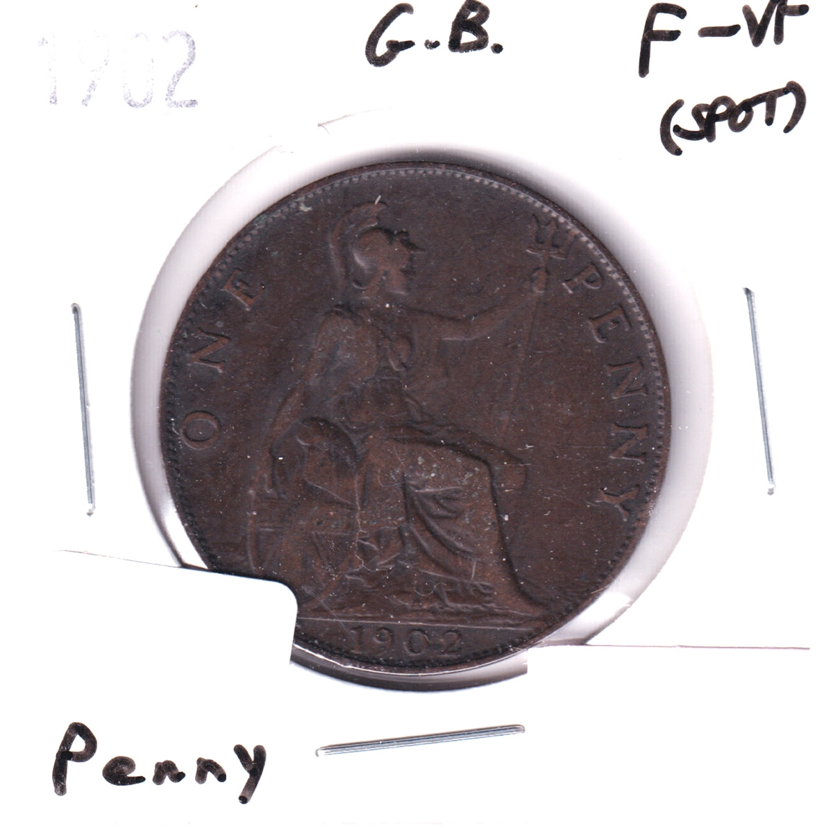Great Britain 1902 Penny F-VF (F15) Spot