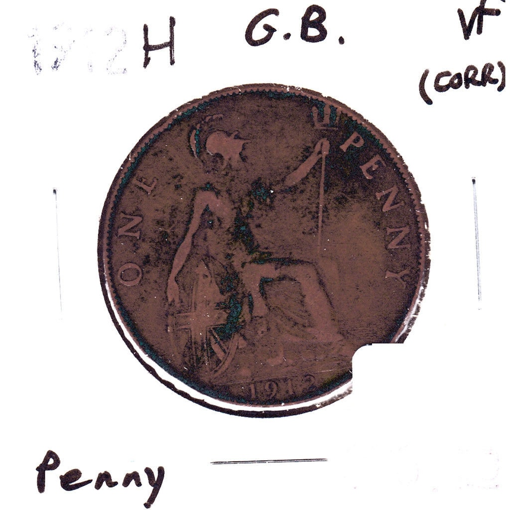 Great Britain 1912H Penny Very Fine (VF20) Corrosion