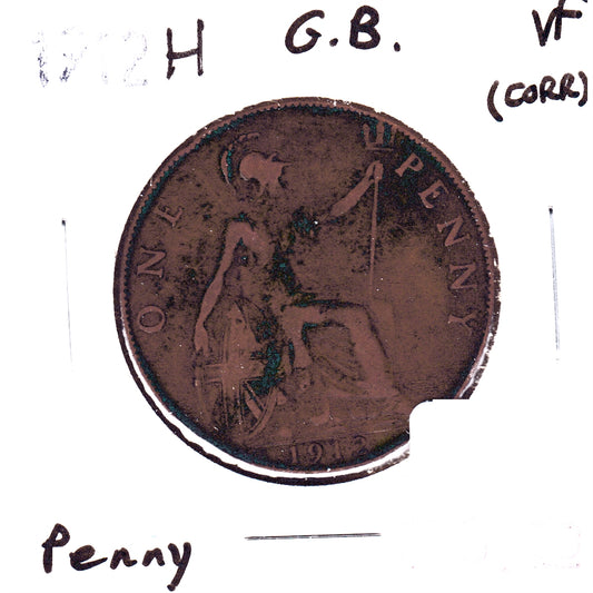 Great Britain 1912H Penny Very Fine (VF20) Corrosion