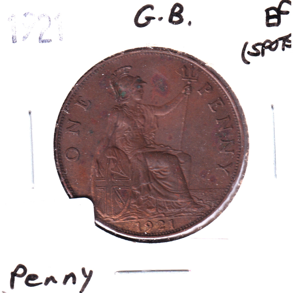 Great Britain 1921 Penny Extra Fine (EF40) Spots