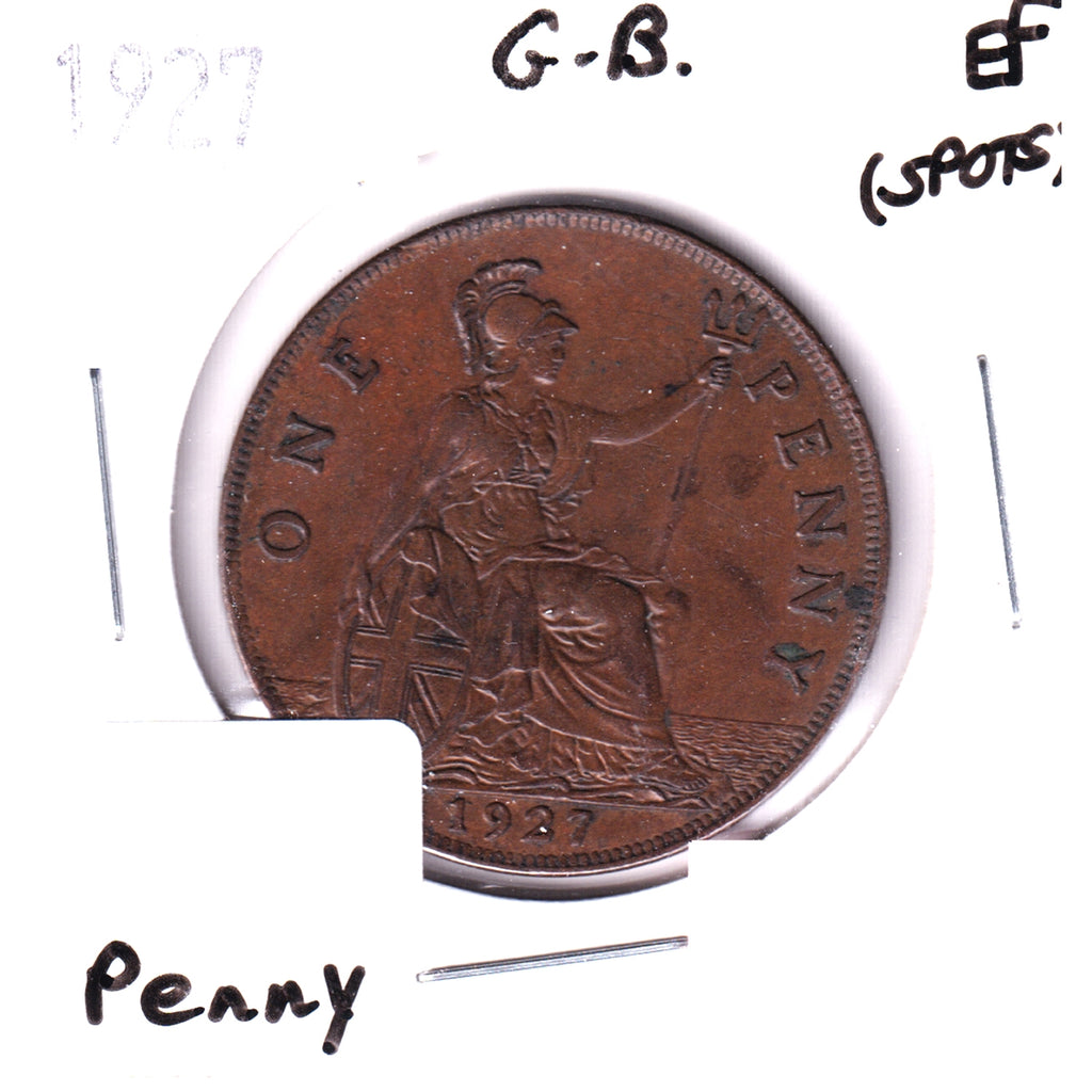 Great Britain 1927 Penny Extra Fine (EF40) Spots