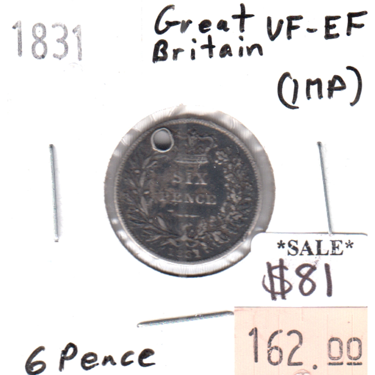 Great Britain 1831 6 Pence VF-EF (VF30) impaired