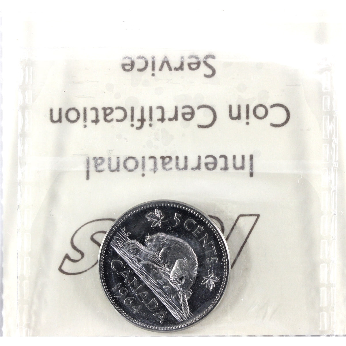 1964 Extra Waterline Canada 5-cents ICCS Certified MS-63 Cameo