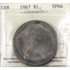 1967 Canada Dollar ICCS Certified SP66