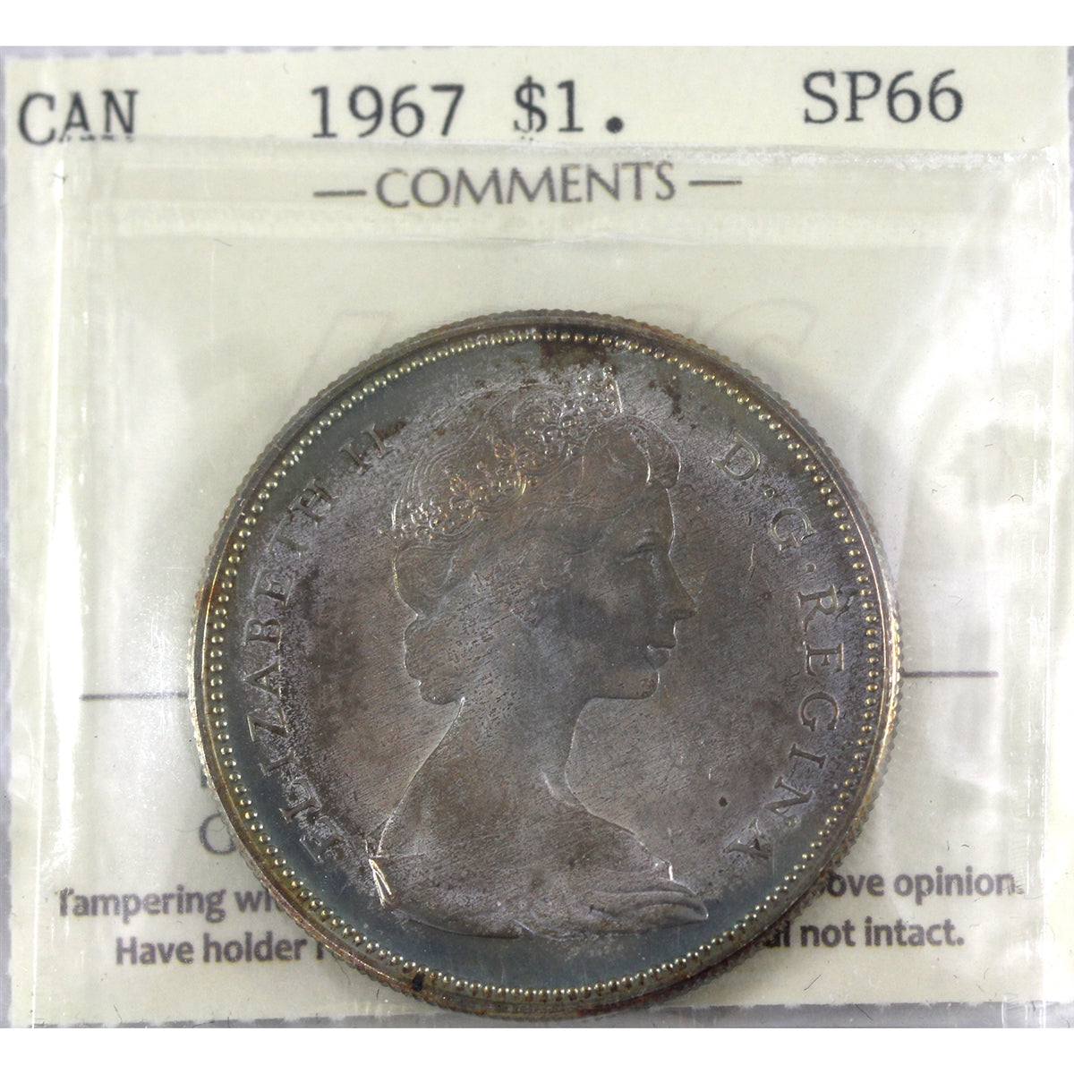 1967 Canada Dollar ICCS Certified SP66