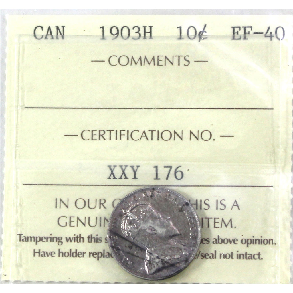 1903H Canada 10-cents ICCS Certified EF-40