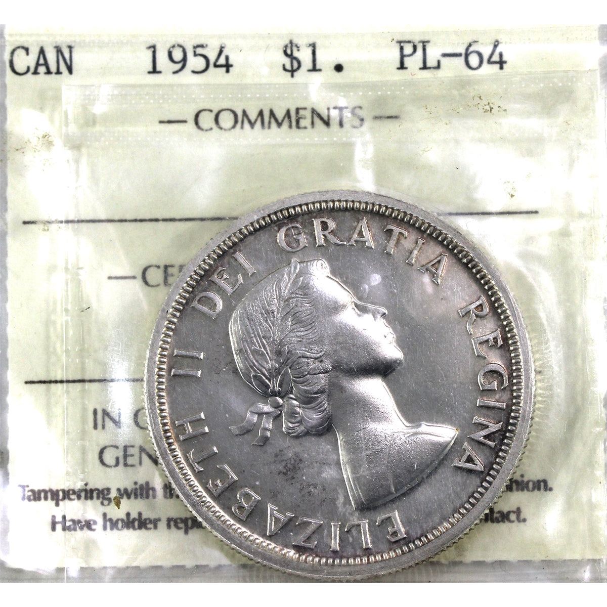1954 Canada Dollar ICCS Certified PL64
