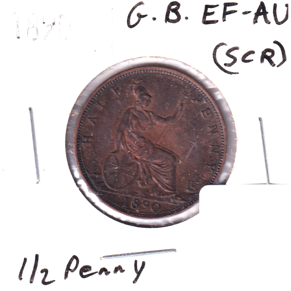 Great Britain 1890 1/2 Penny EF-AU (EF45) Scratched