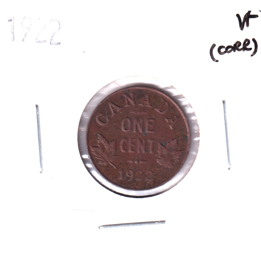 1922 Canada 1-cent Very Fine (VF20) Impaired.