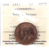 1917 Canada 1-cent ICCS Certified MS63 Red & Brown