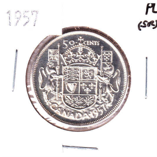 1957 Canada 50-cents Proof Like Scratched, Cleaned, or Impaired