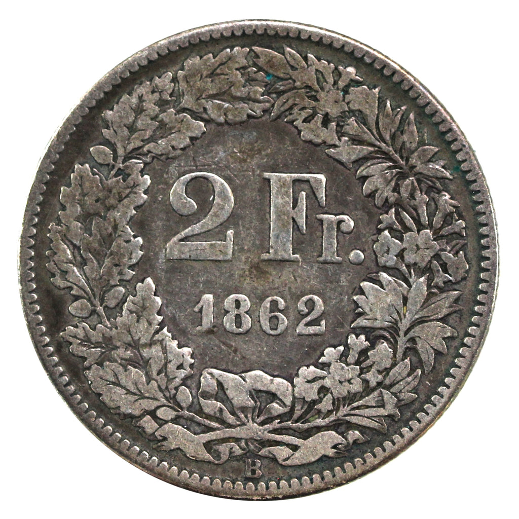 Switzerland 1862 2 Francs VG-F (VG10)