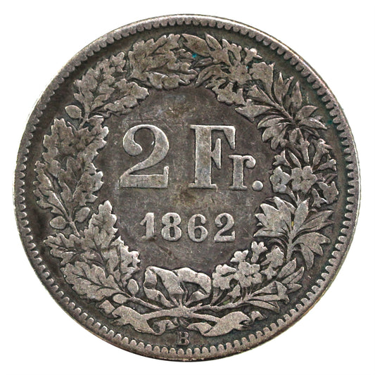Switzerland 1862 2 Francs VG-F (VG10)