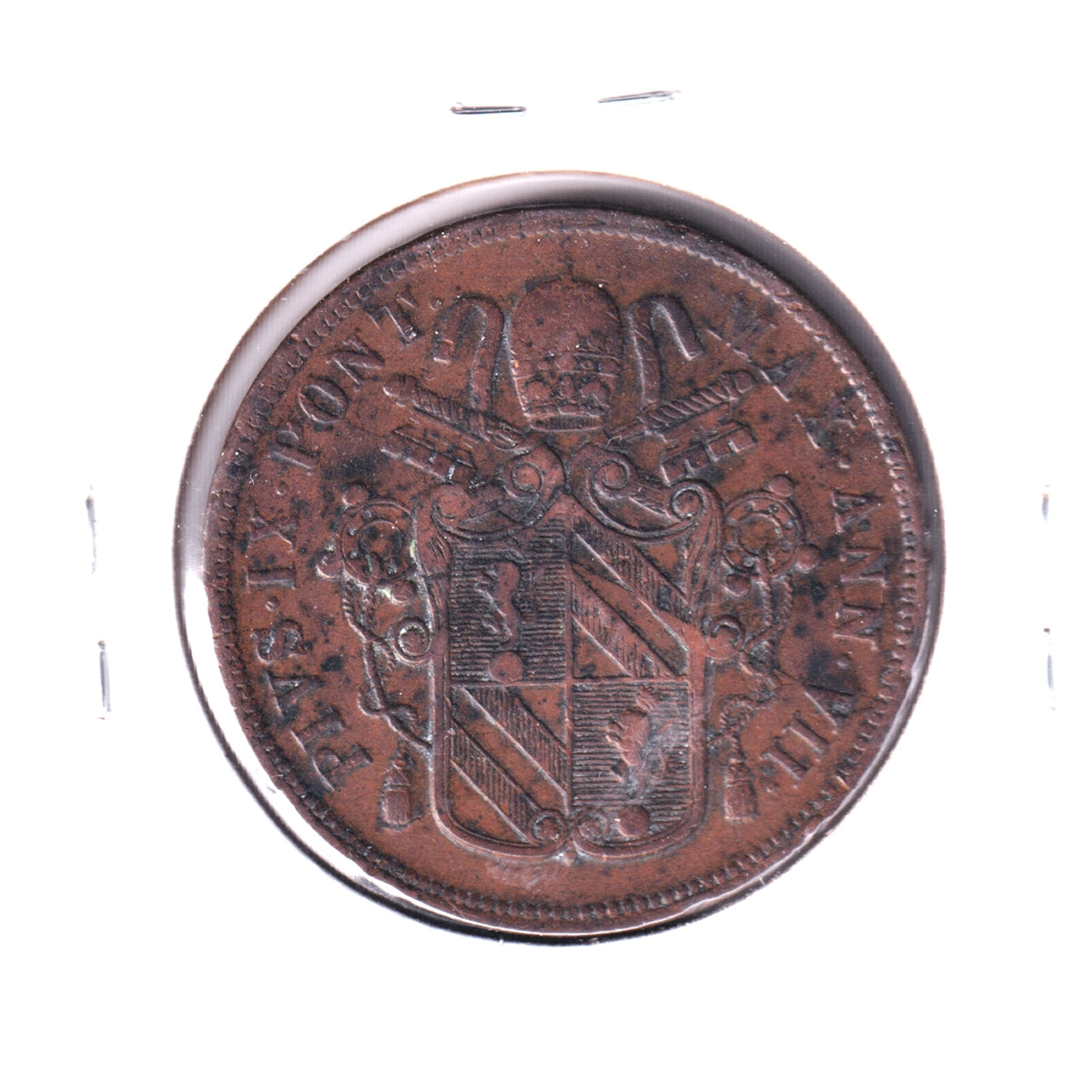 Italian States 1852R Papal States 5 Baiocchi VF-EF (VF-30) spots