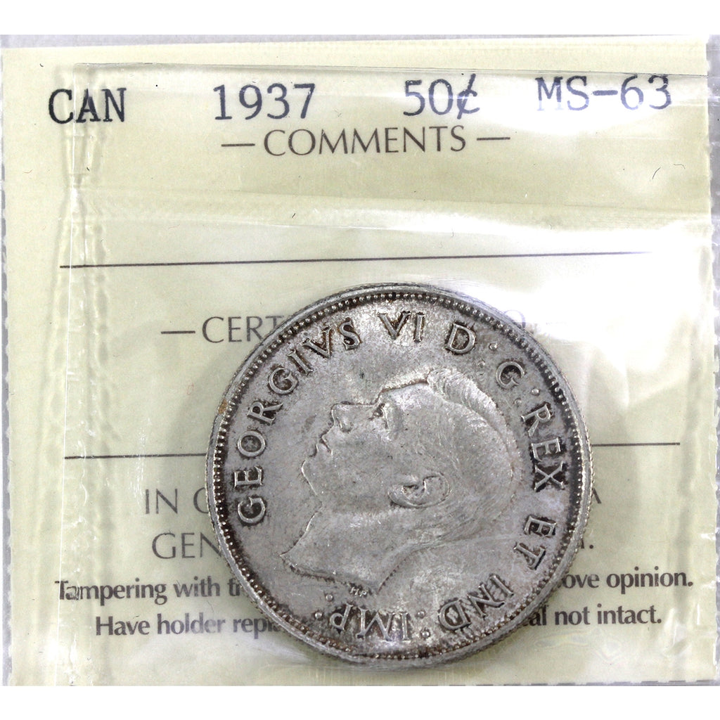 1937 Canada 50-cents ICCS Certified MS63