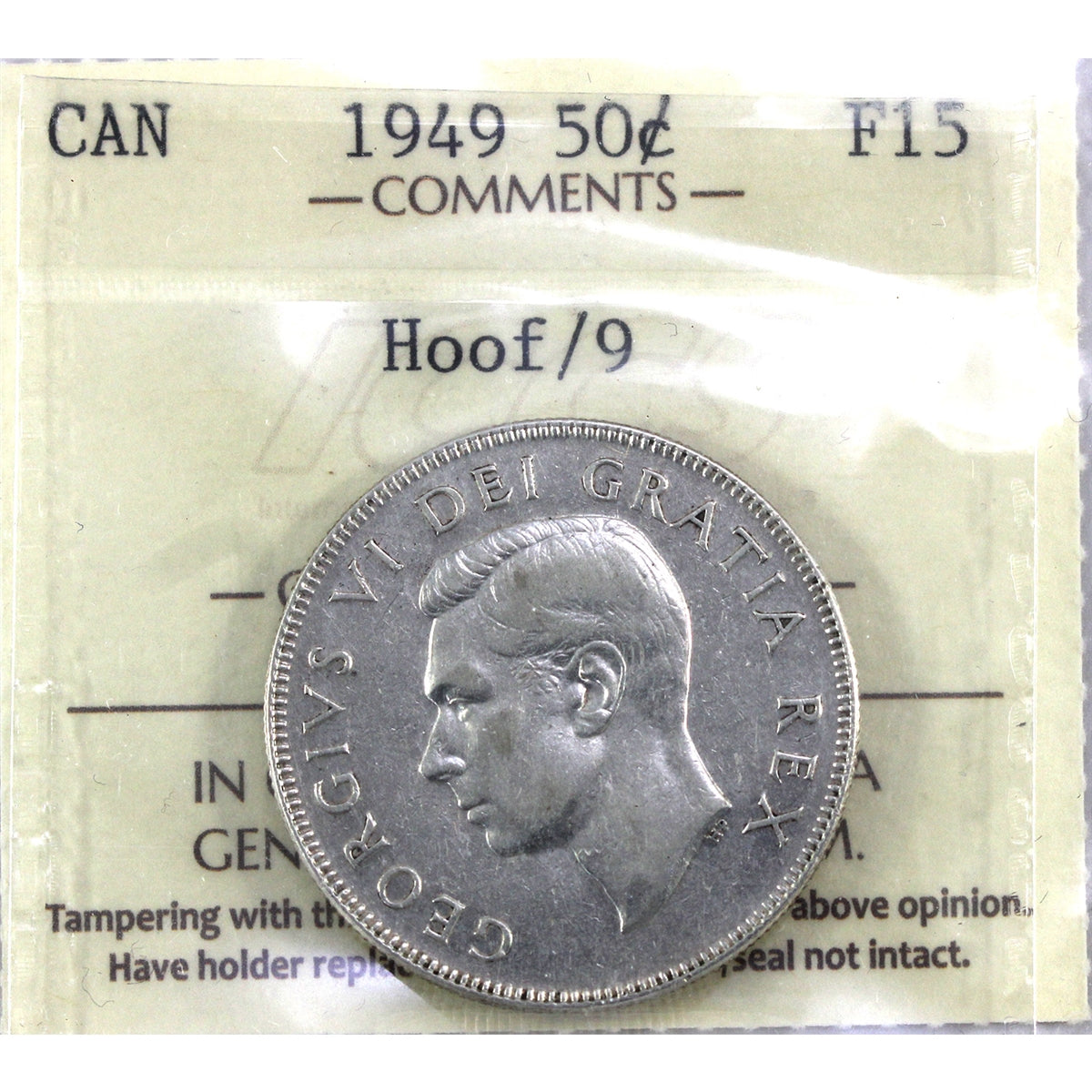 1949 Hoof Over 9 Canada 50-cents ICCS Certified F15