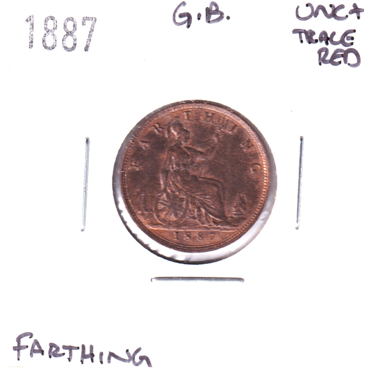 Great Britain 1887 Farthing UNC+ (MS62) Trace Red