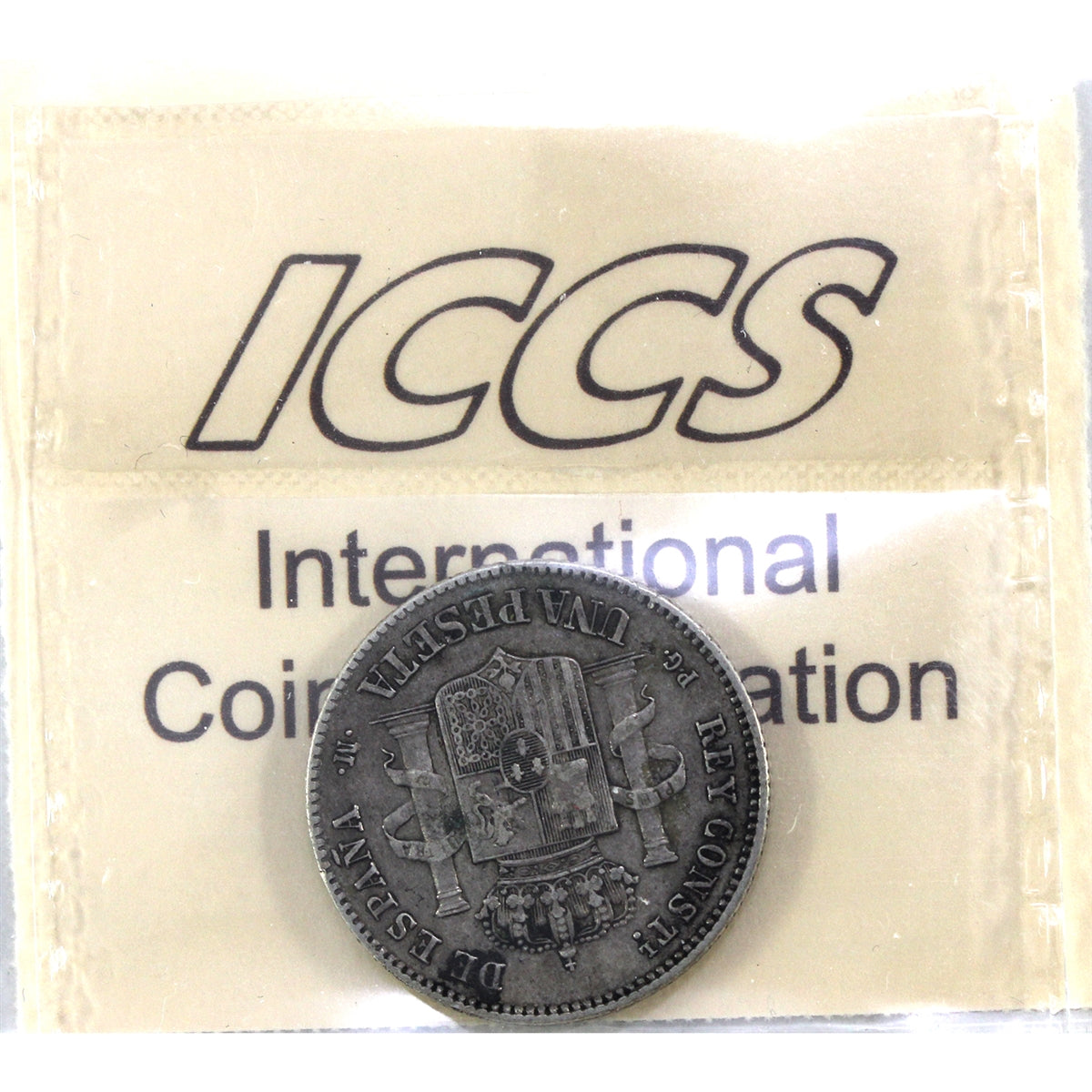 Spain 1891 1 Peseta ICCS Certified VF30