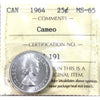 1964 Canada 25-cents ICCS Certified MS65 Cameo