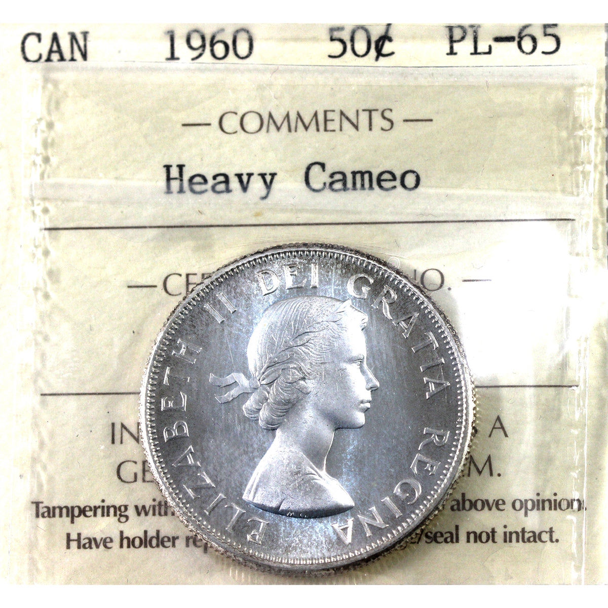 1960 Canada 50-cents ICCS Certified PL65 Heavy Cameo