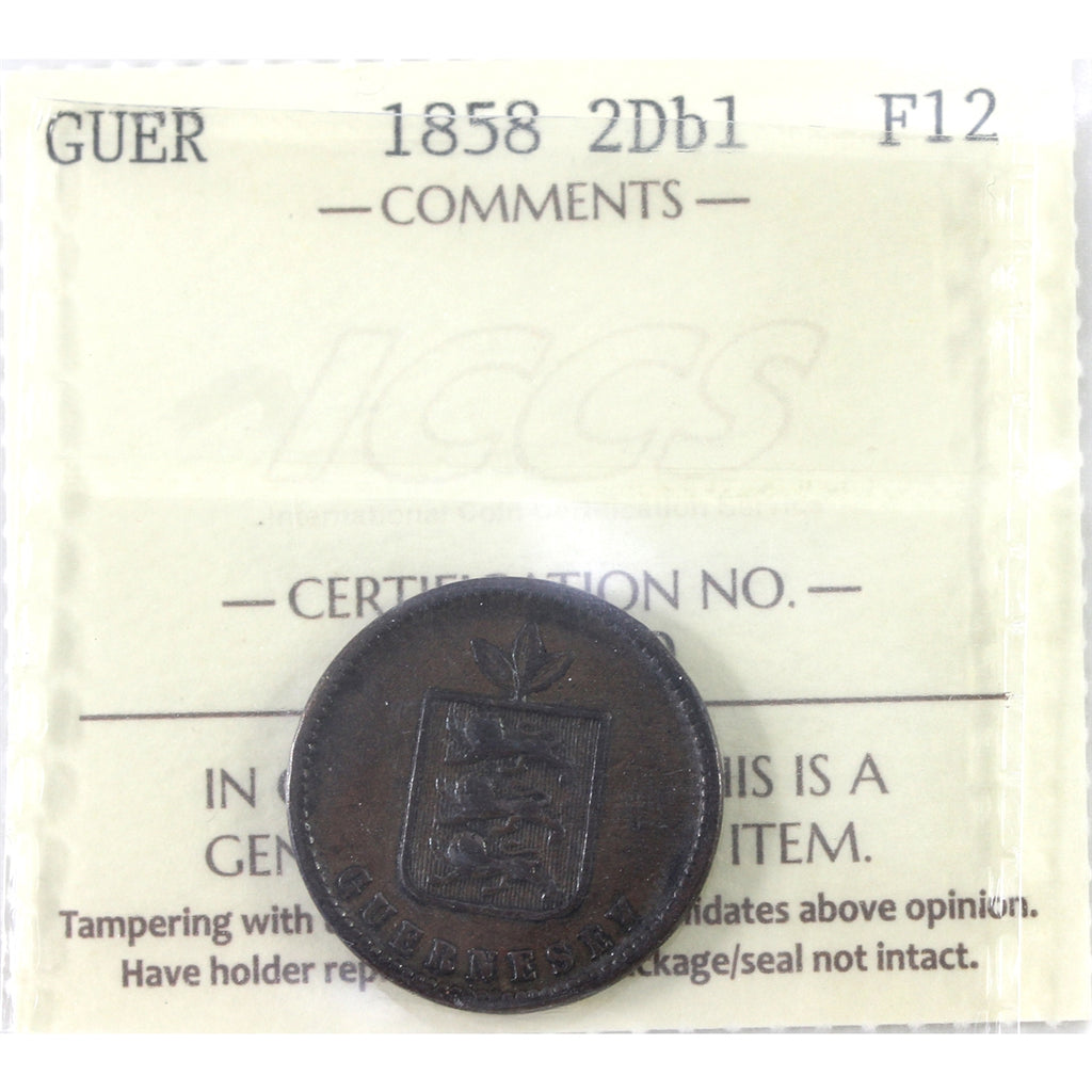 Guernsey 1858 2 Doubles ICCS Certified F12