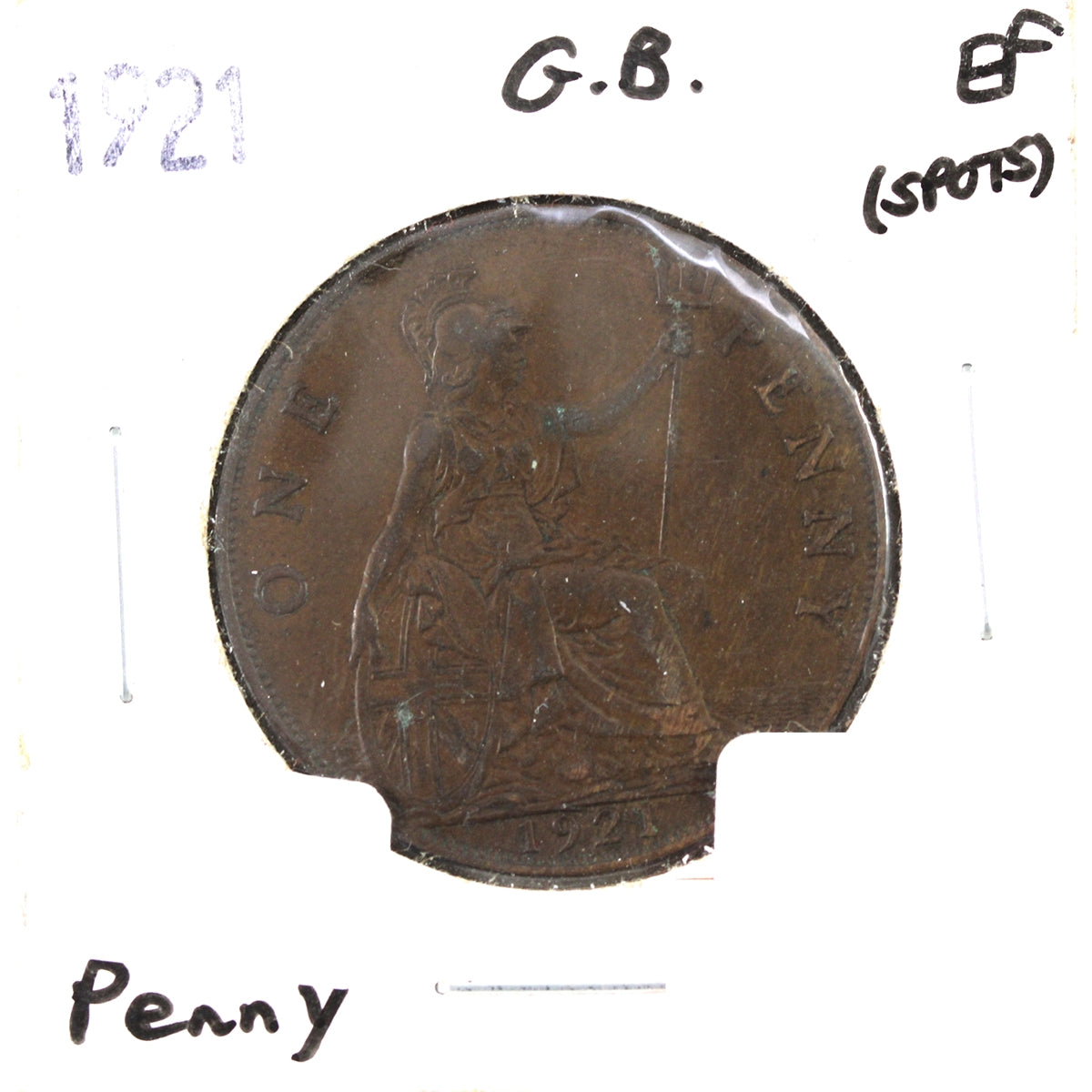 Great Britain 1921 Penny Extra Fine (EF40) Spots