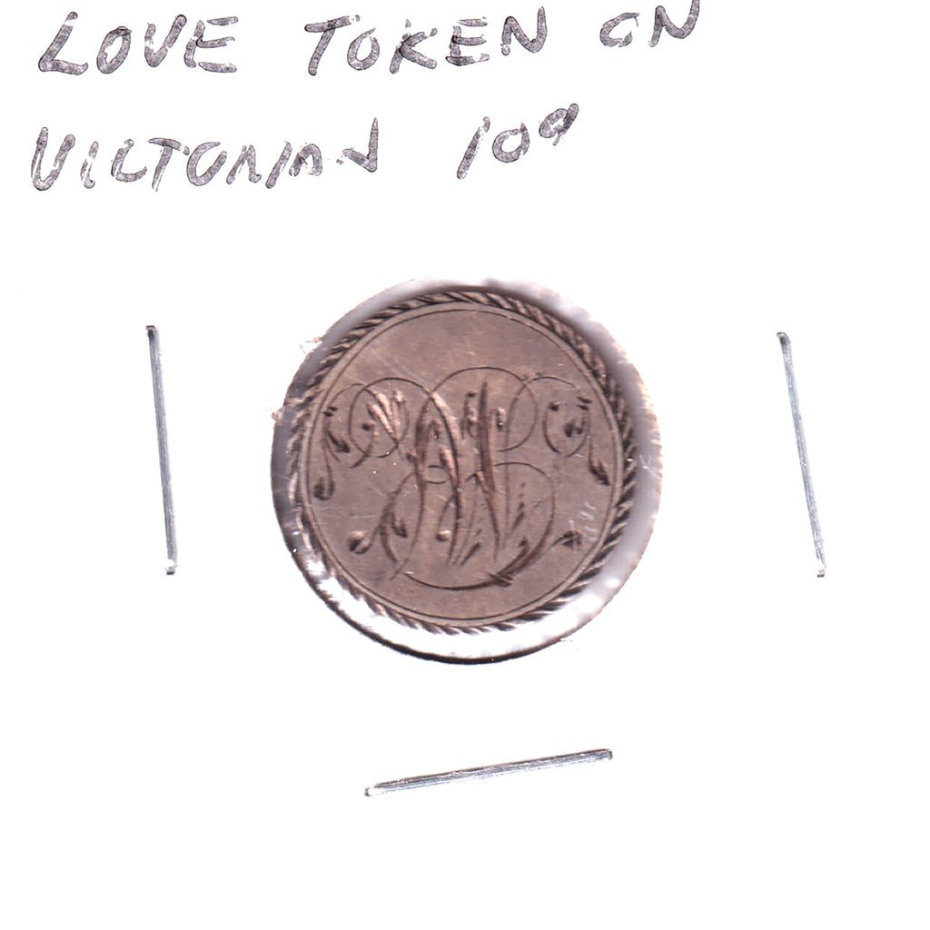 Love Token on Victorian Canada 10-cents - Initial W or M