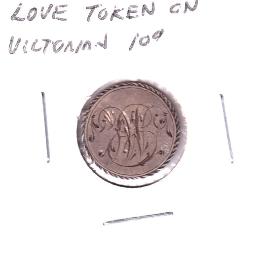 Love Token on Victorian Canada 10-cents - Initial W or M
