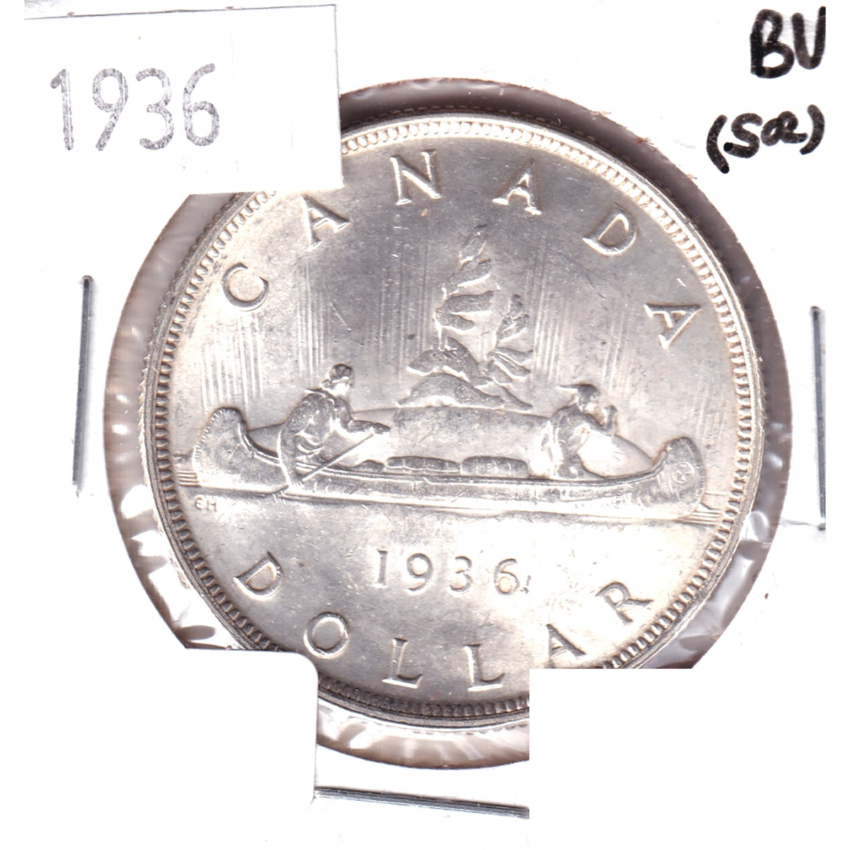 1936 Canada Dollar Brilliant Uncirculated (MS63) Scratched, Cleaned, or Impaired